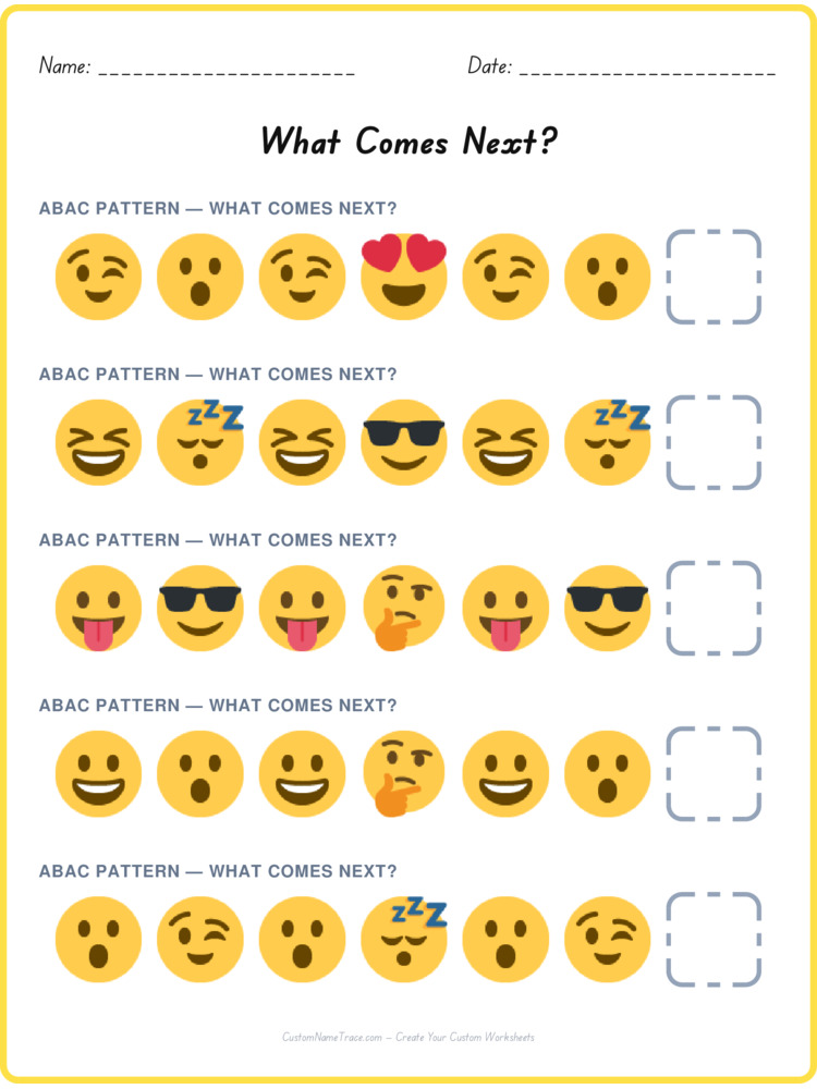 ABAC pattern worksheet 13 for kids