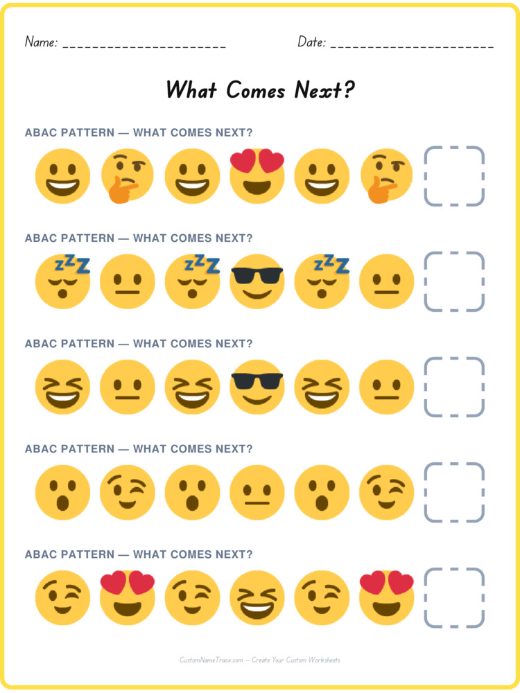ABAC pattern worksheet 15 for kids