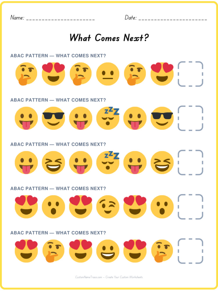 ABAC pattern worksheet 17 for kids