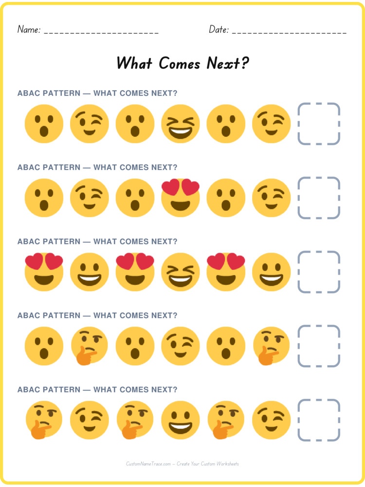 ABAC pattern worksheet 2 for kids