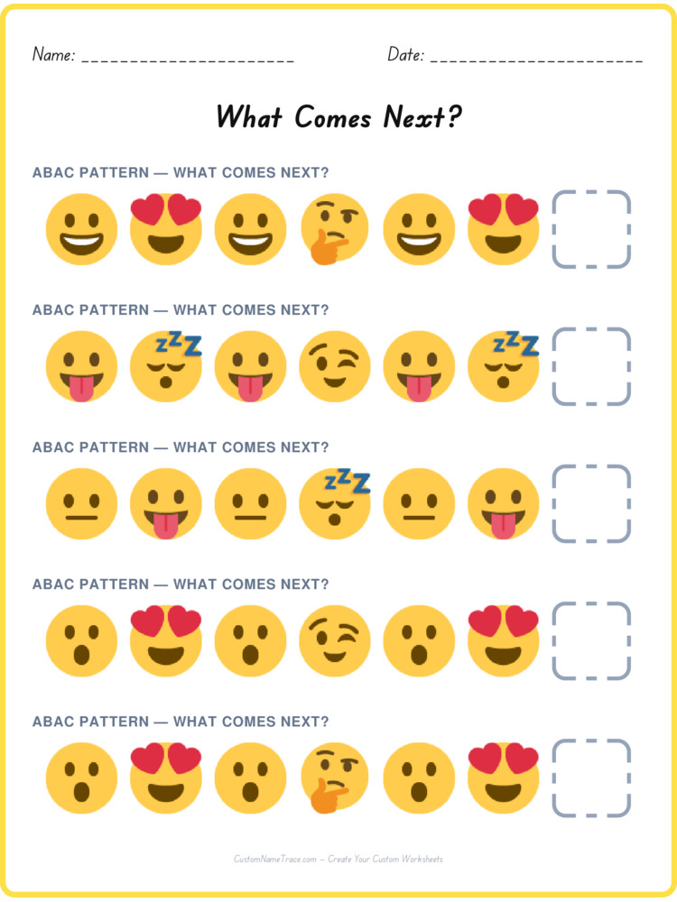ABAC pattern worksheet 21 for kids