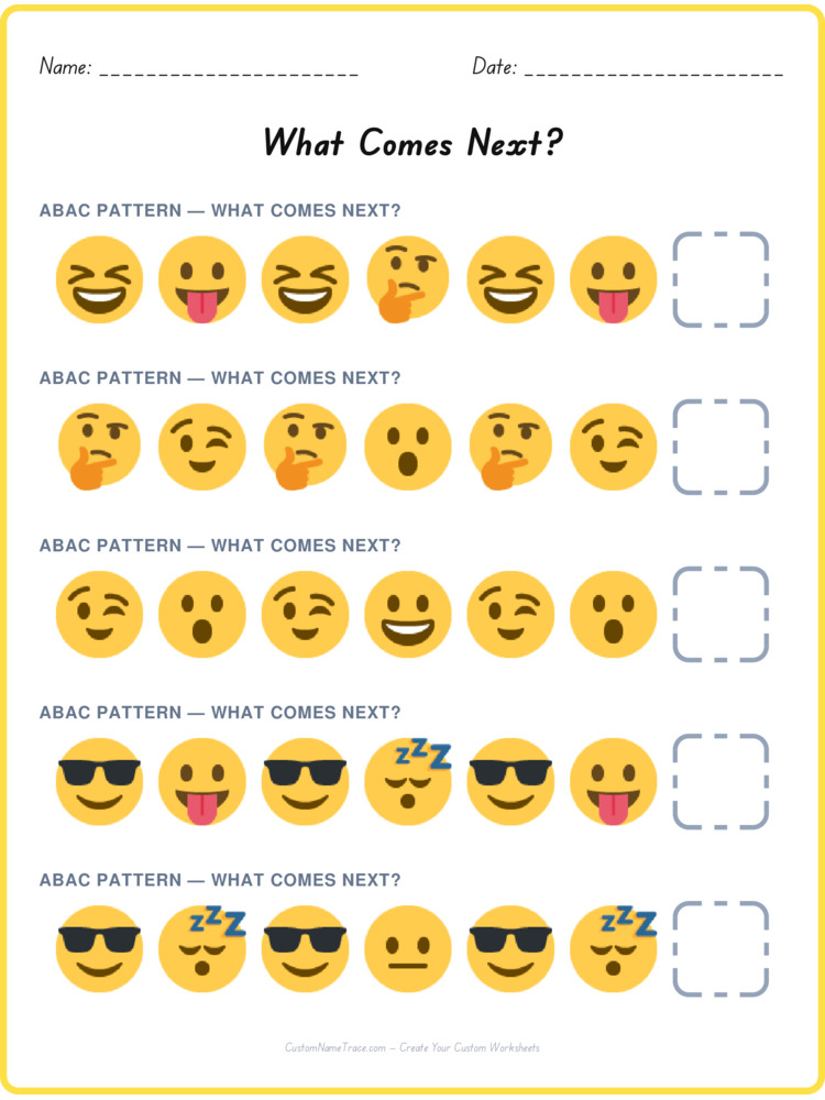 ABAC pattern worksheet 22 for kids