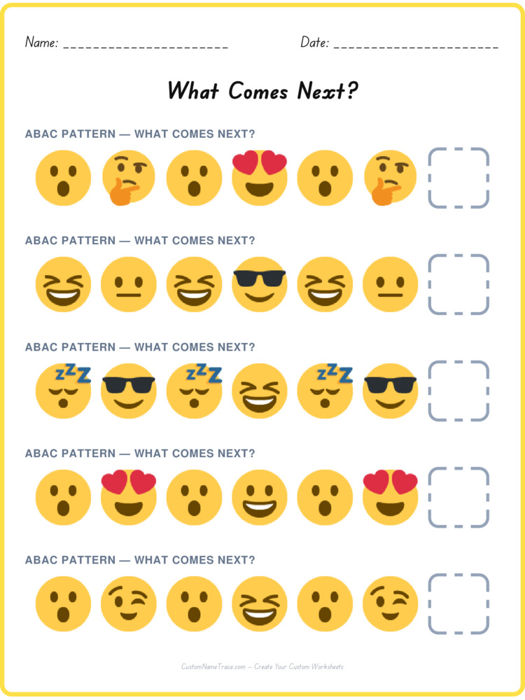 ABAC pattern worksheet 23 for kids