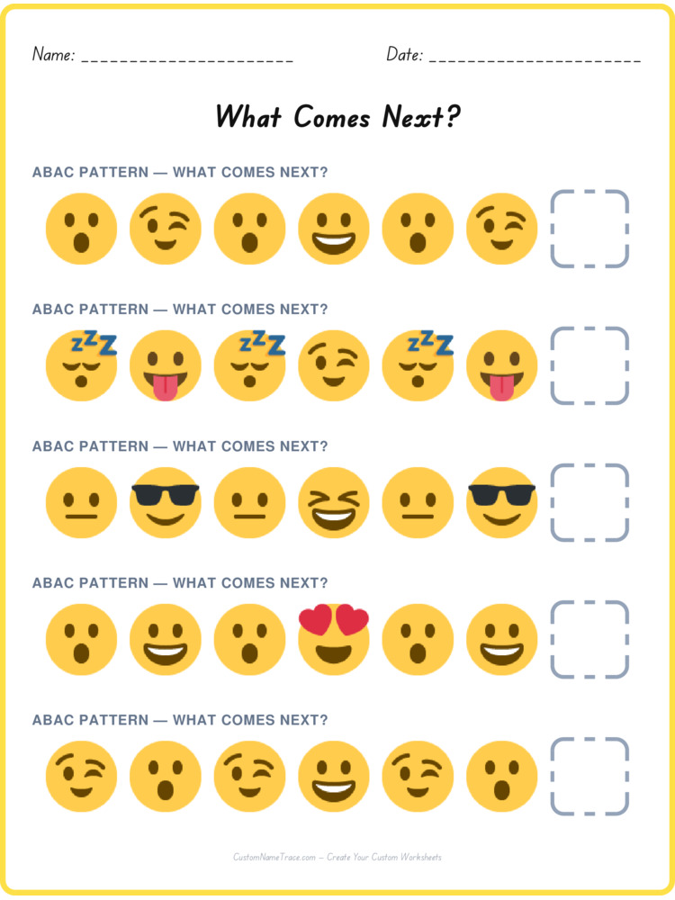 ABAC pattern worksheet 25 for kids