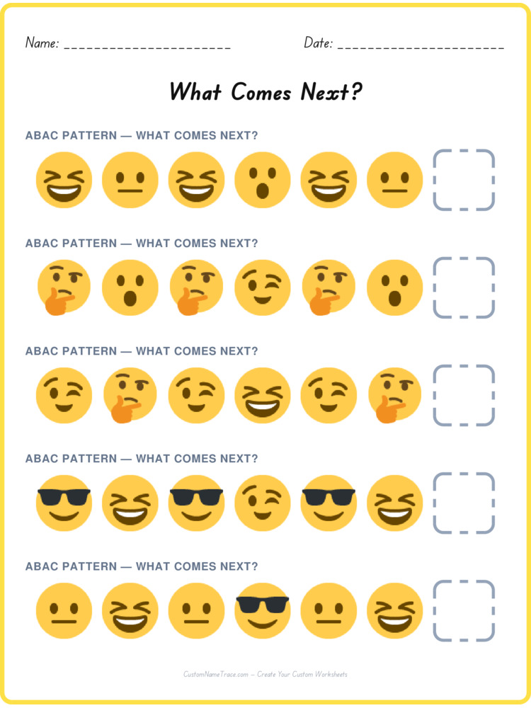 ABAC pattern worksheet 26 for kids