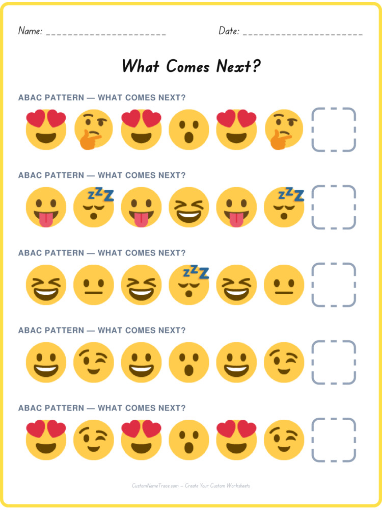 ABAC pattern worksheet 27 for kids