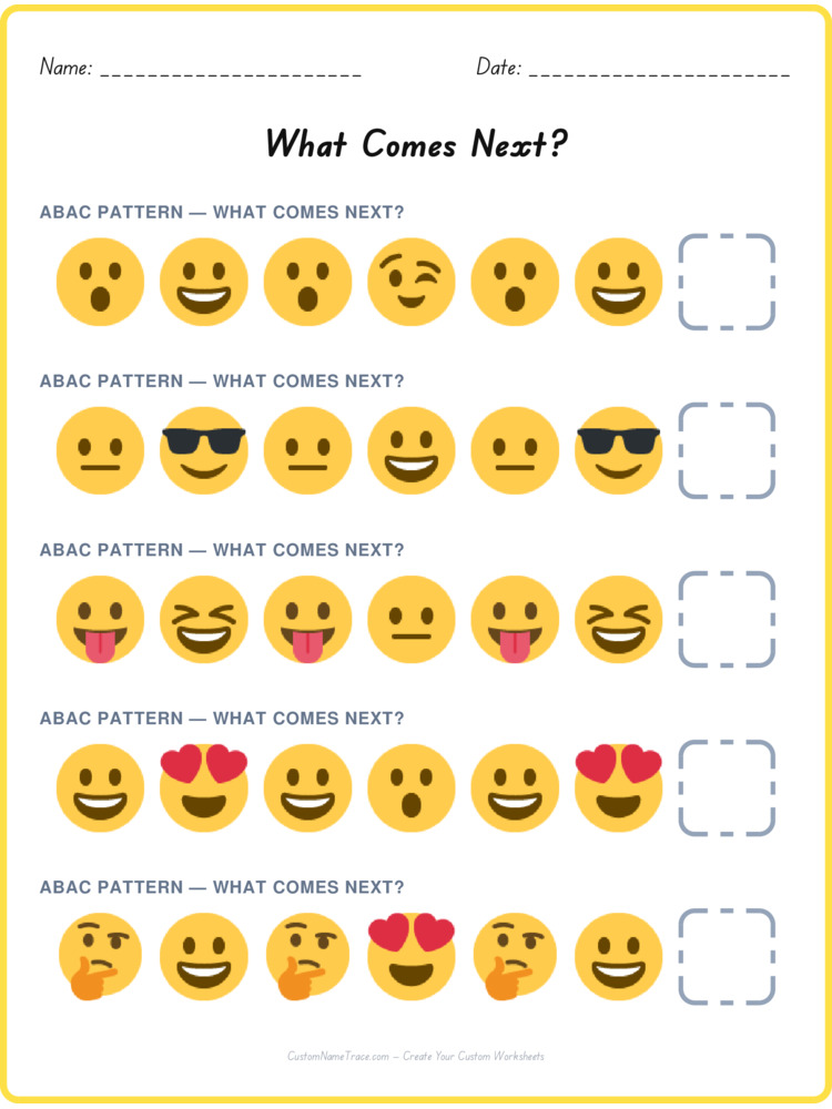 ABAC pattern worksheet 30 for kids