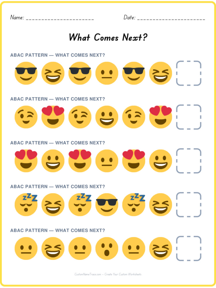 ABAC pattern worksheet 31 for kids