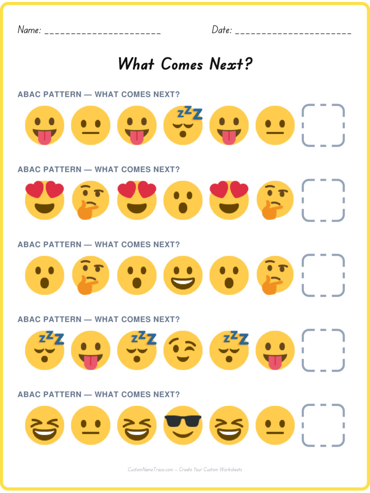 ABAC pattern worksheet 33 for kids