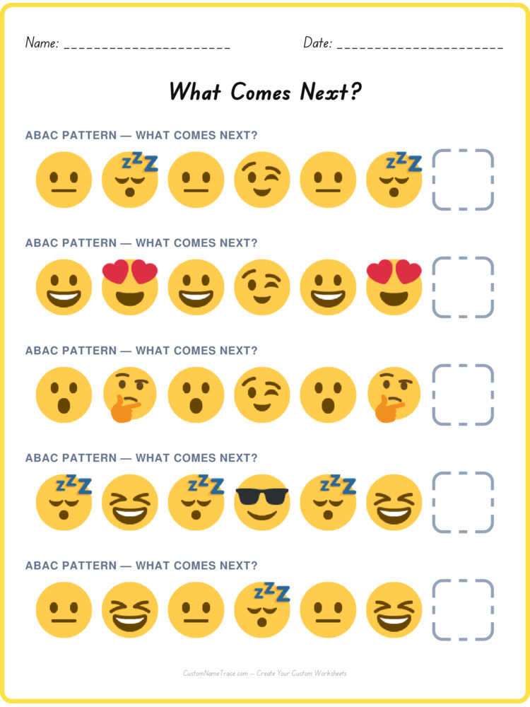 ABAC pattern worksheet 35 for kids