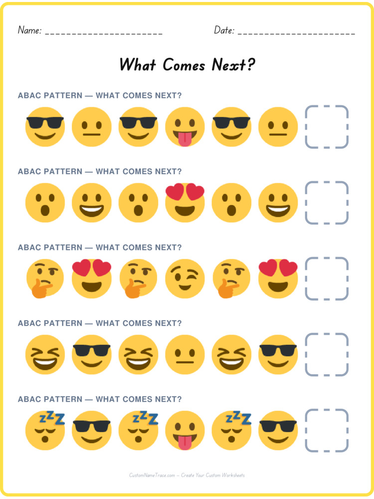 ABAC pattern worksheet 37 for kids