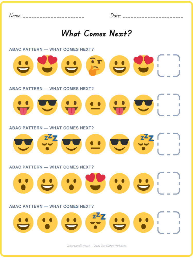 ABAC pattern worksheet 38 for kids
