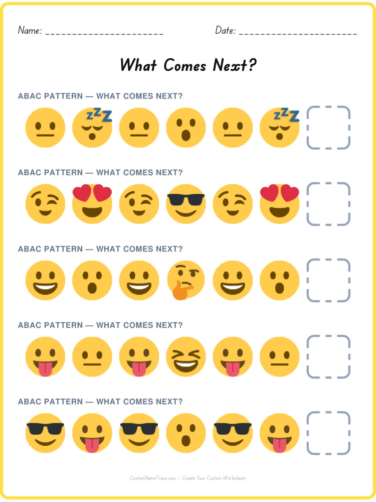 ABAC pattern worksheet 39 for kids