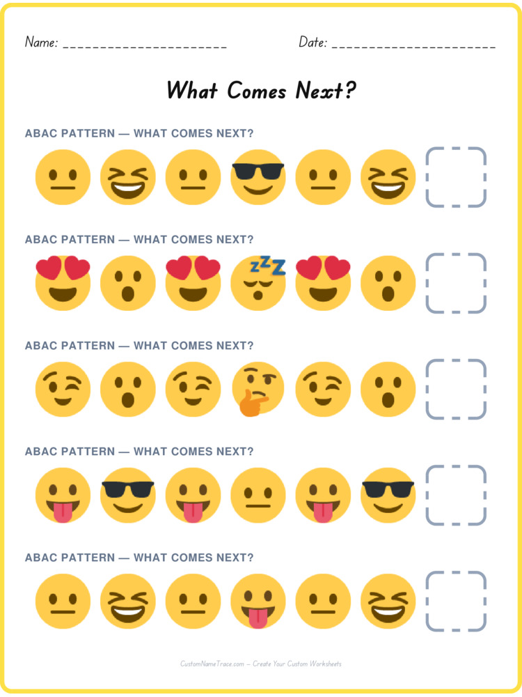 ABAC pattern worksheet 40 for kids