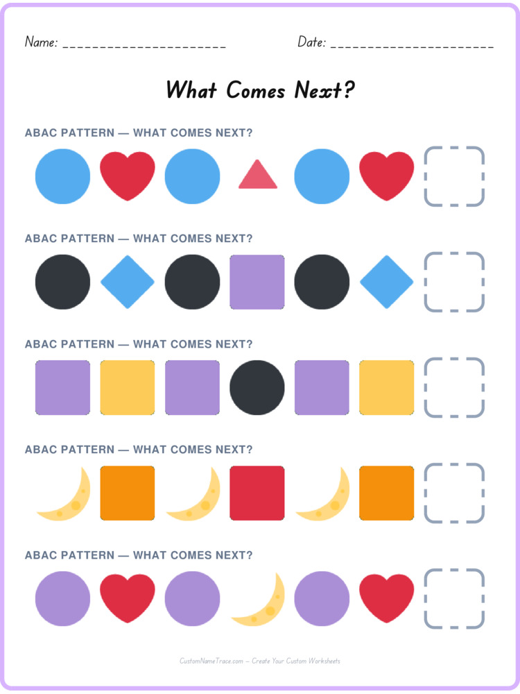 ABAC pattern worksheet 22 for kids