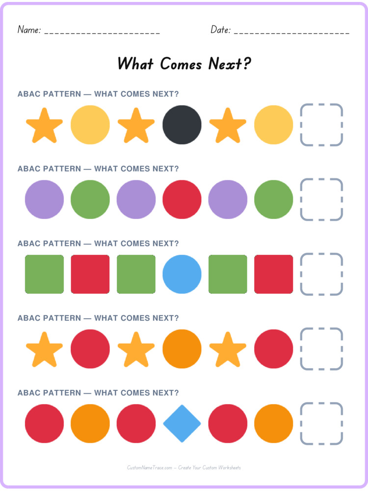 ABAC pattern worksheet 23 for kids