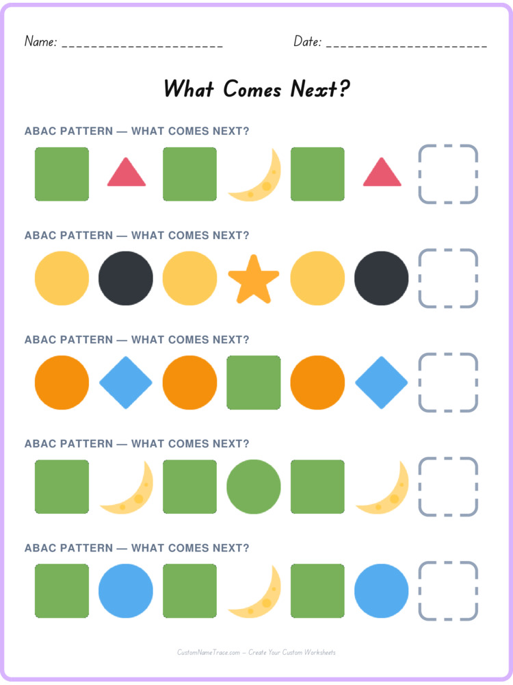 ABAC pattern worksheet 24 for kids
