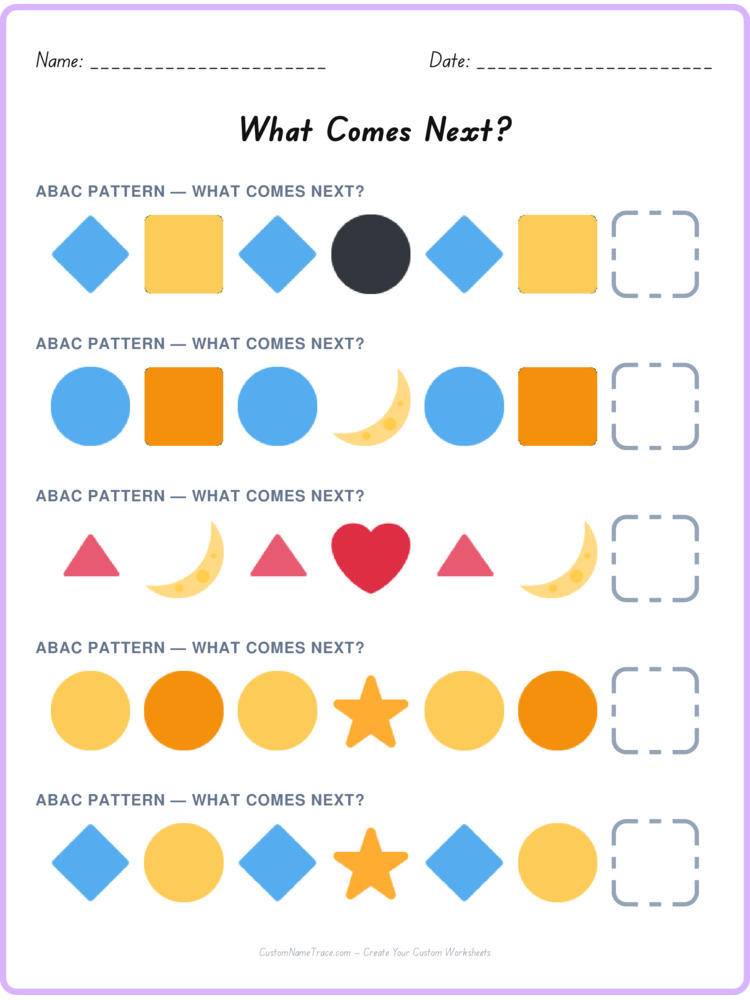 ABAC pattern worksheet 25 for kids