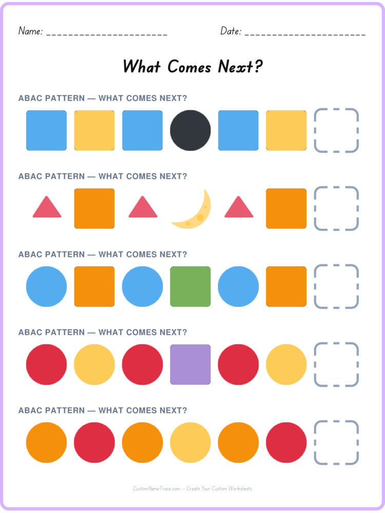 ABAC pattern worksheet 29 for kids