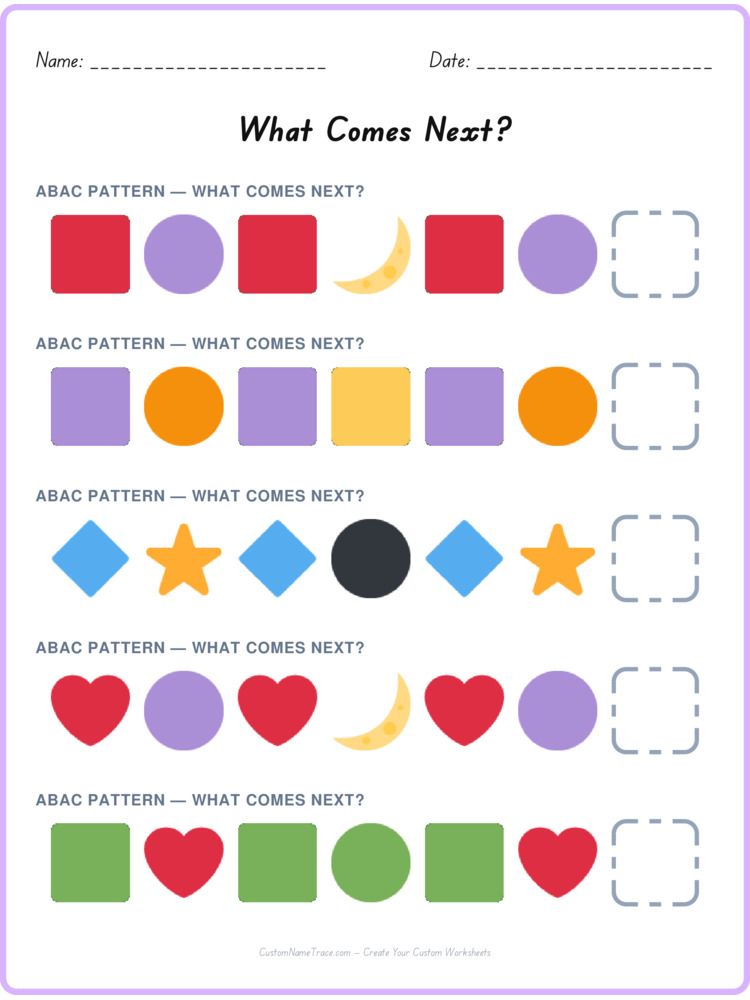 ABAC pattern worksheet 33 for kids