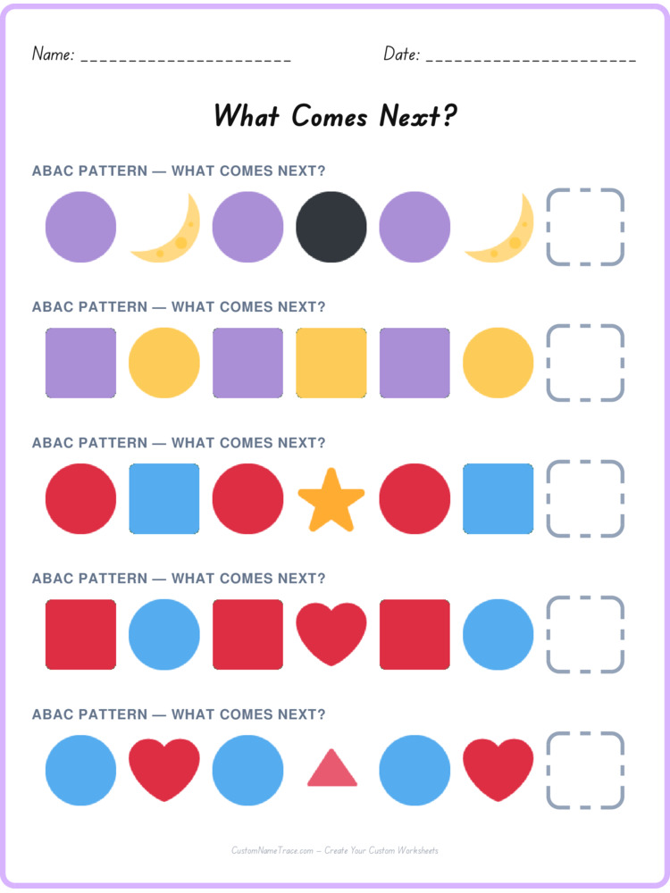 ABAC pattern worksheet 35 for kids