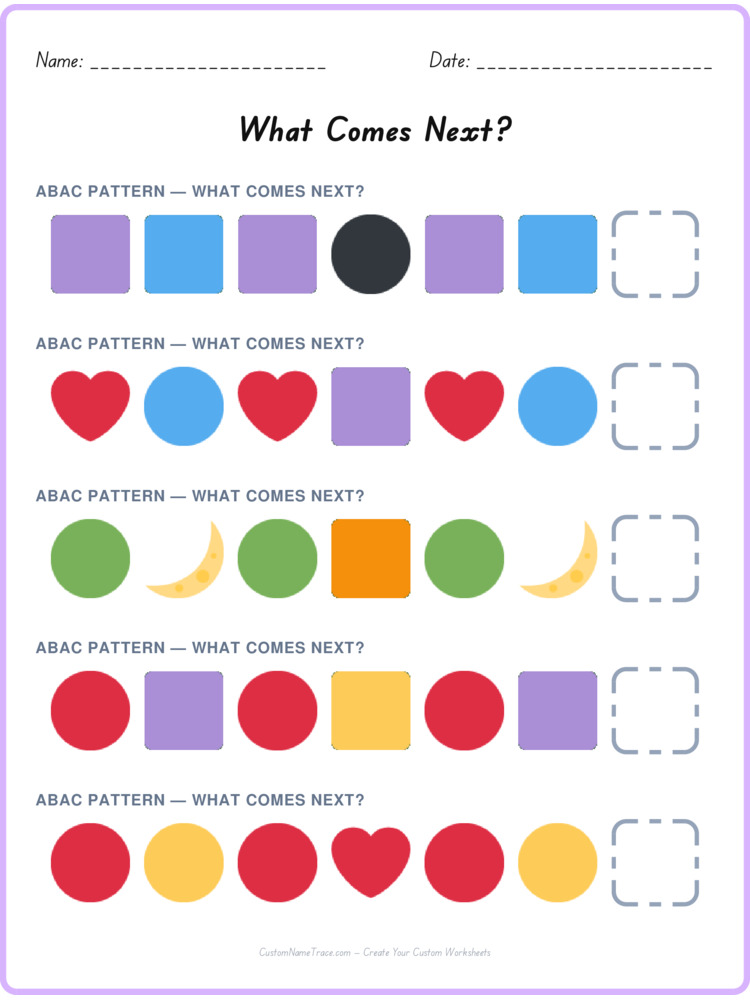 ABAC pattern worksheet 36 for kids