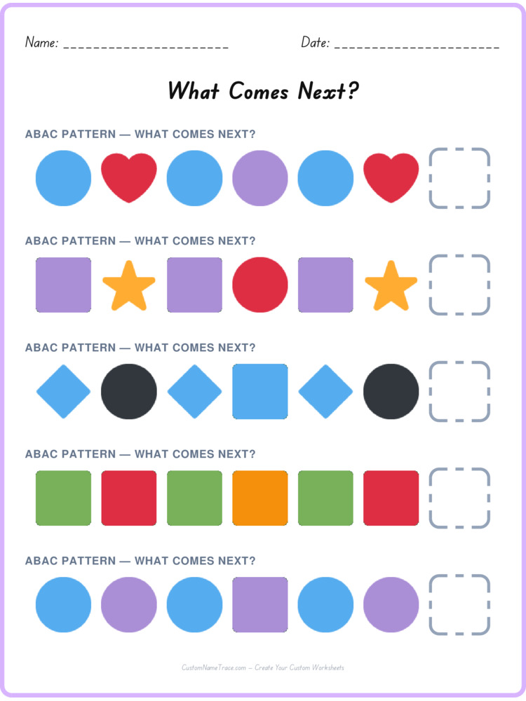 ABAC pattern worksheet 37 for kids
