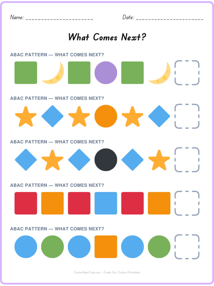 ABAC pattern worksheet 39 for kids