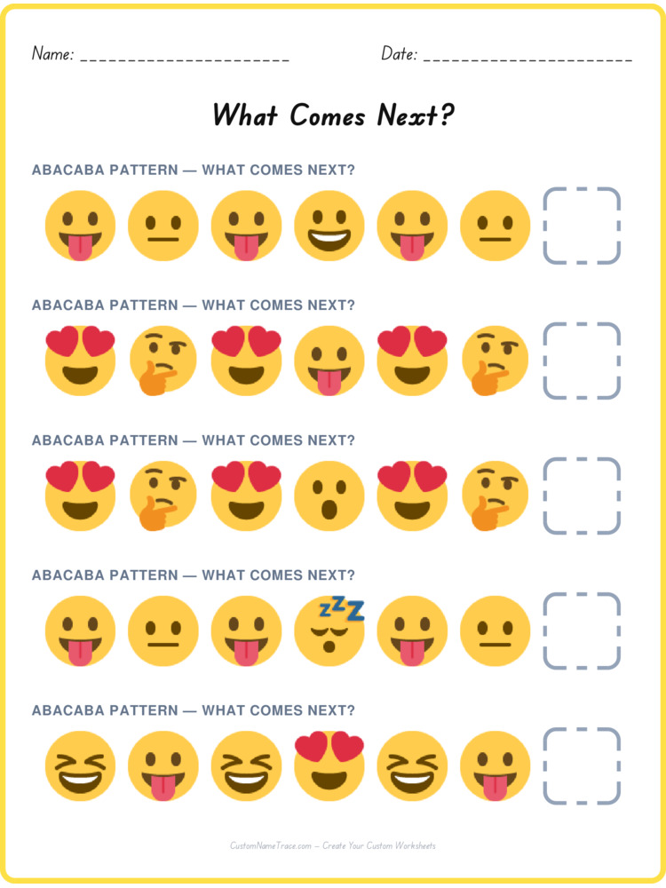 ABACABA pattern worksheet 17 for kids