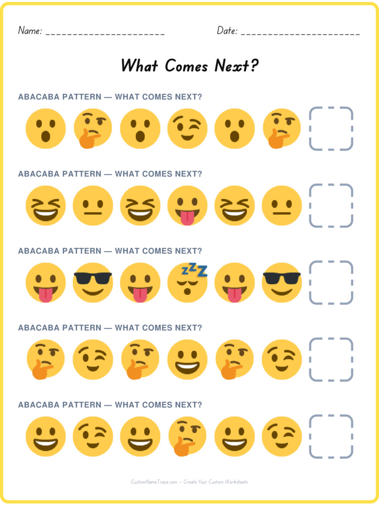 ABACABA pattern worksheet 22 for kids