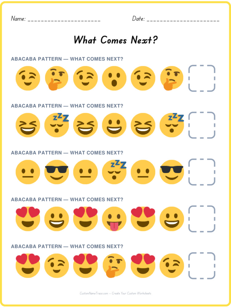 ABACABA pattern worksheet 24 for kids