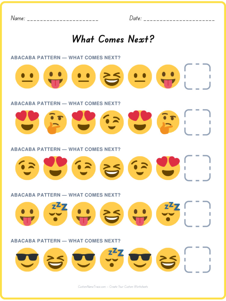 ABACABA pattern worksheet 27 for kids