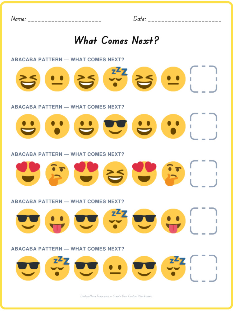 ABACABA pattern worksheet 29 for kids