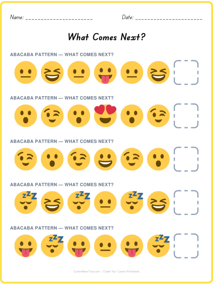 ABACABA pattern worksheet 32 for kids