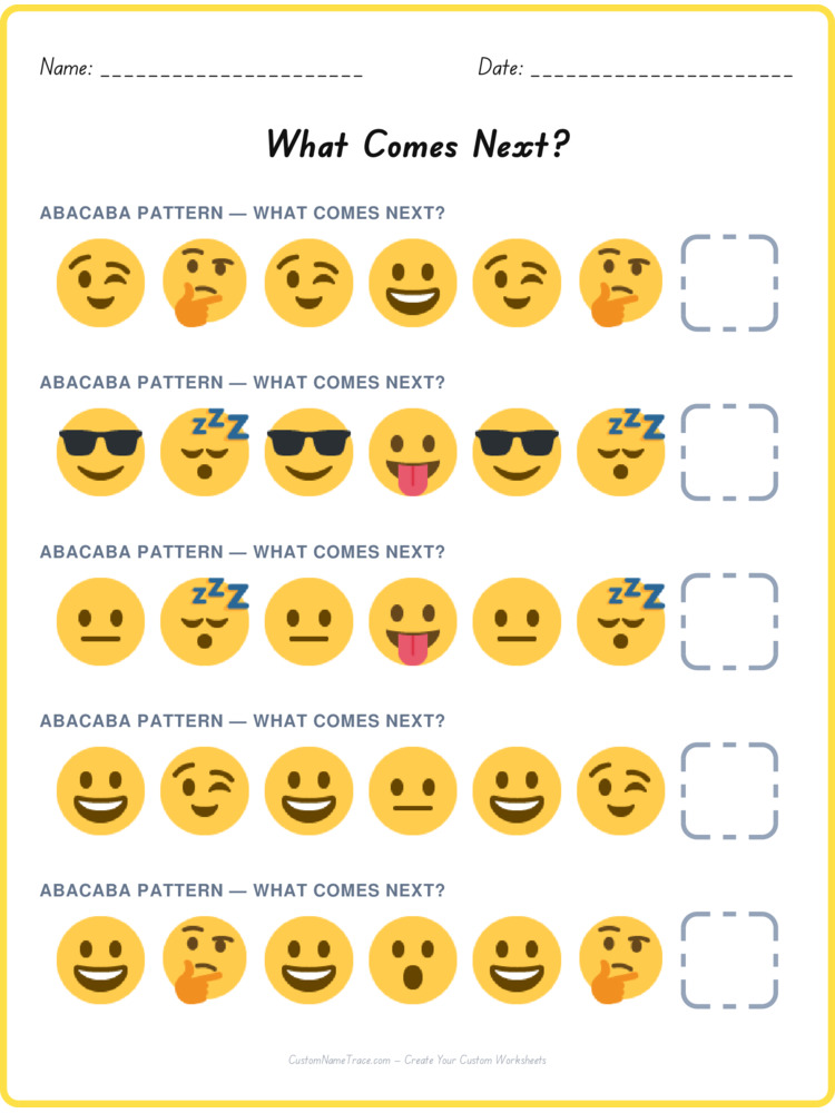 ABACABA pattern worksheet 33 for kids