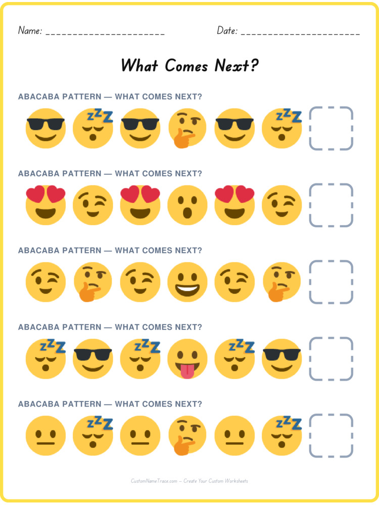 ABACABA pattern worksheet 34 for kids