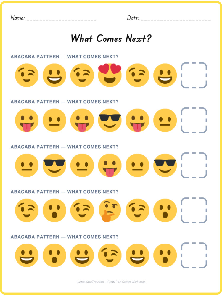ABACABA pattern worksheet 35 for kids
