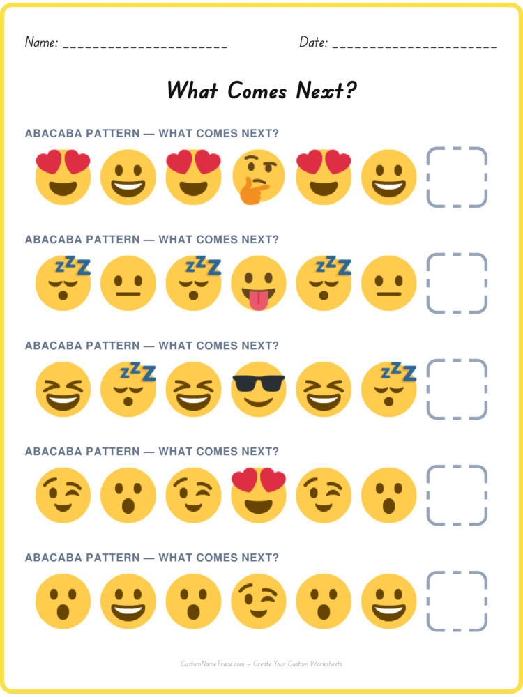 ABACABA pattern worksheet 37 for kids