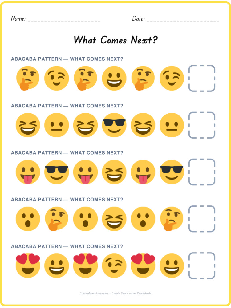 ABACABA pattern worksheet 39 for kids