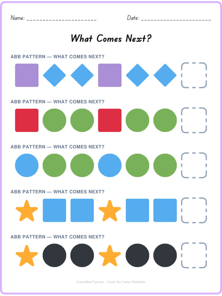 ABB pattern worksheet 31 for kids