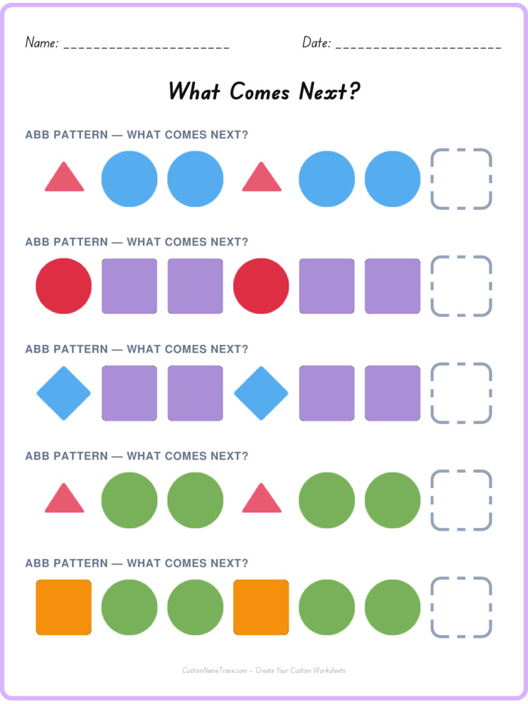 ABB pattern worksheet 36 for kids