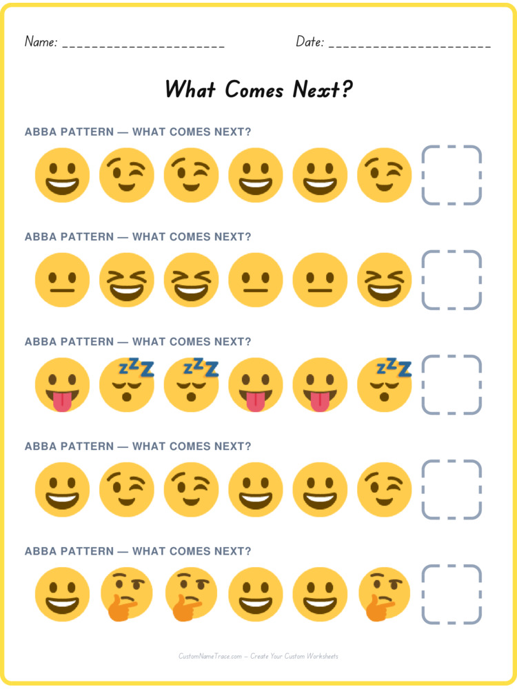 ABBA pattern worksheet 15 for kids