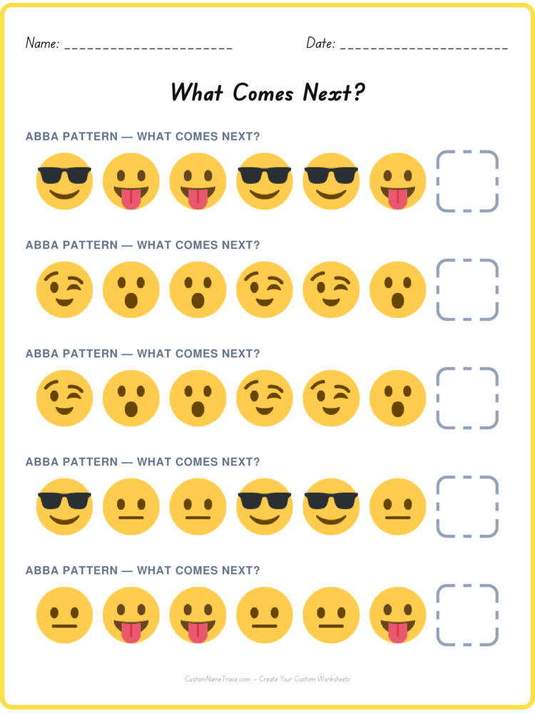 ABBA pattern worksheet 24 for kids