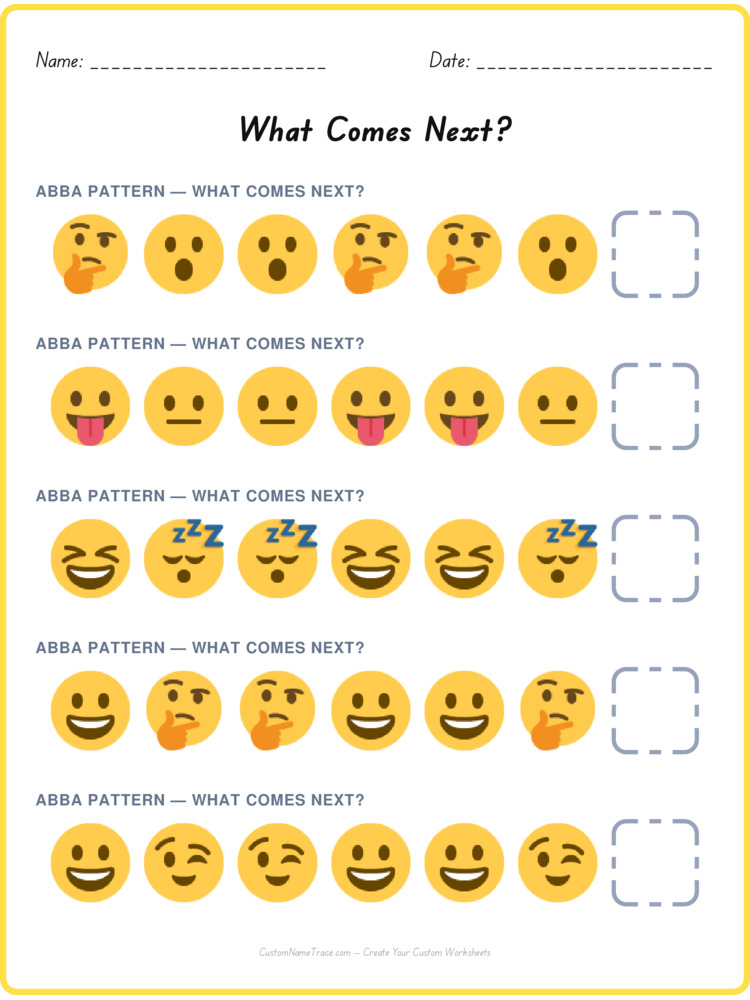 ABBA pattern worksheet 29 for kids