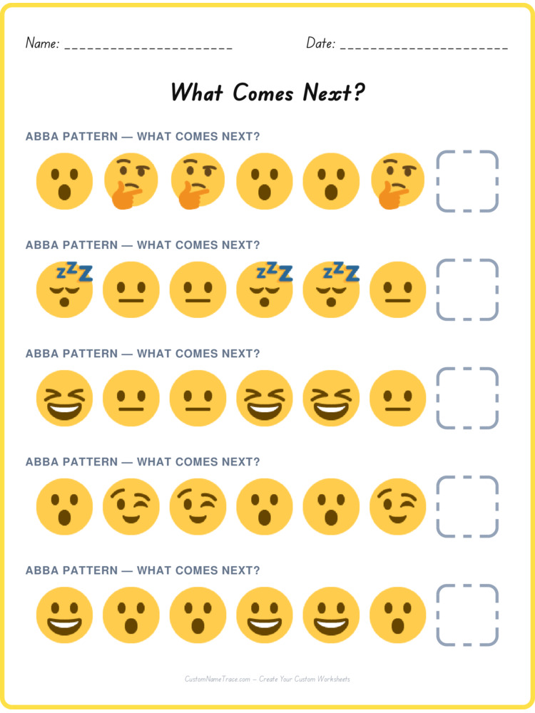 ABBA pattern worksheet 36 for kids