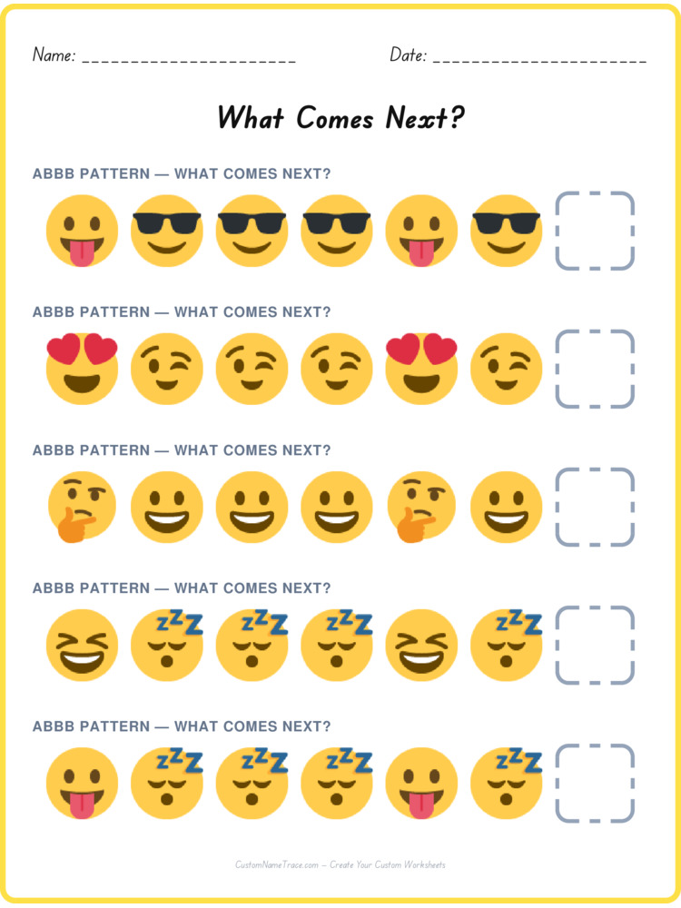 ABBB pattern worksheet 23 for kids