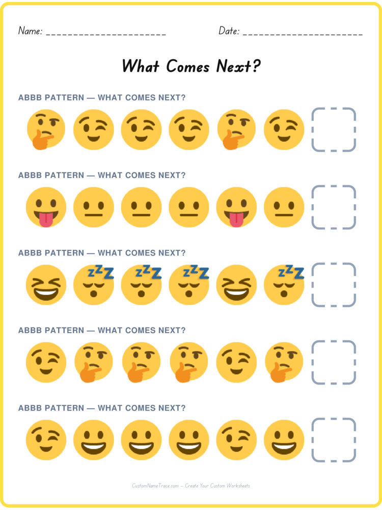 ABBB pattern worksheet 24 for kids