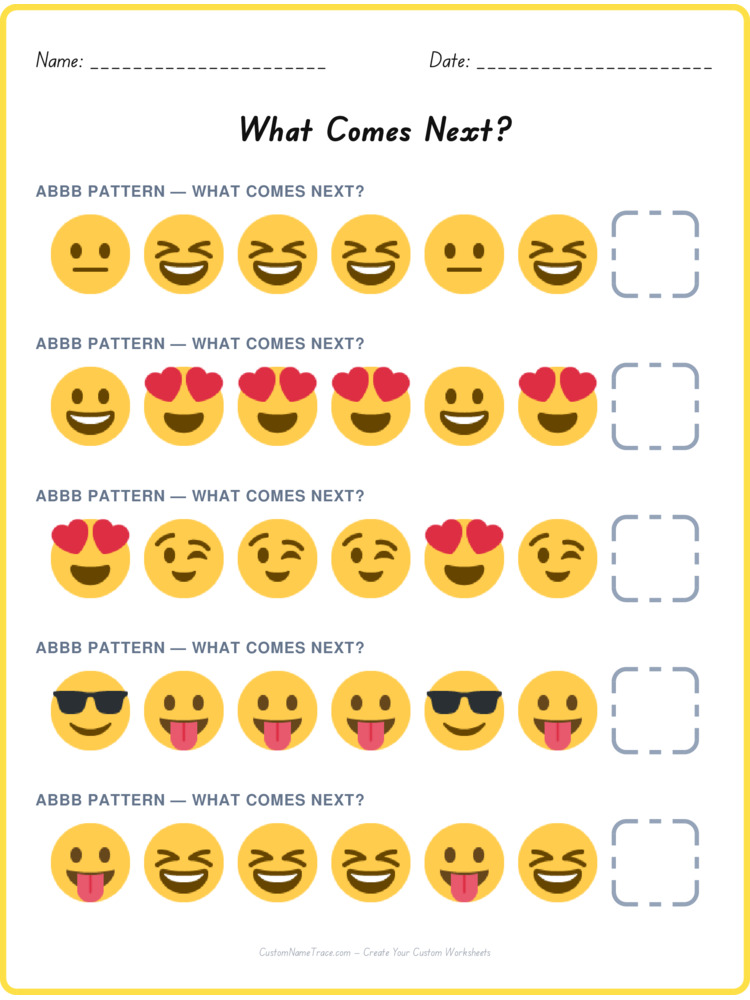 ABBB pattern worksheet 36 for kids