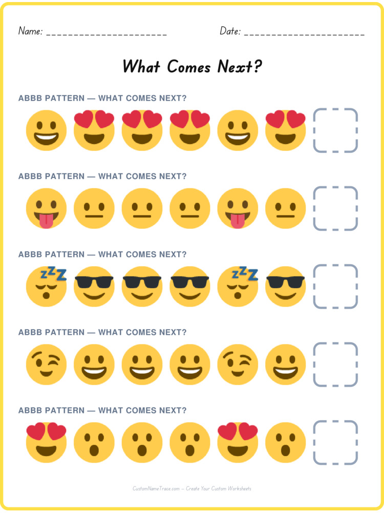 ABBB pattern worksheet 37 for kids