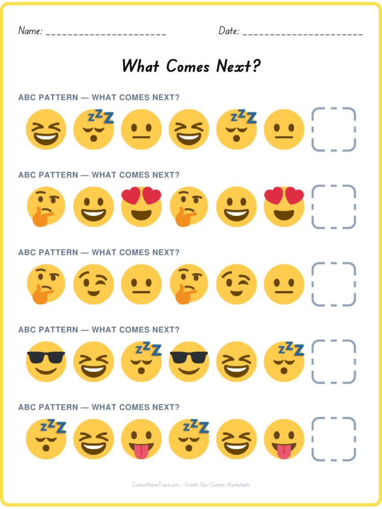 ABC pattern worksheet 10 for kids